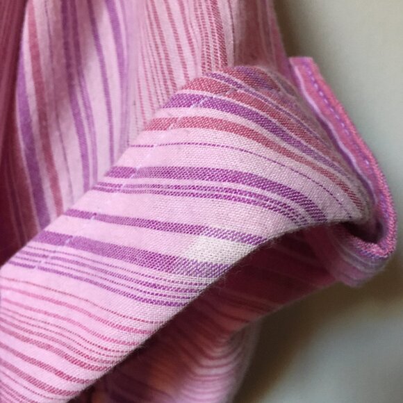 Vintage Alia Pink Striped Floral Embroidered Button Down Shirt - Picture 7 of 16